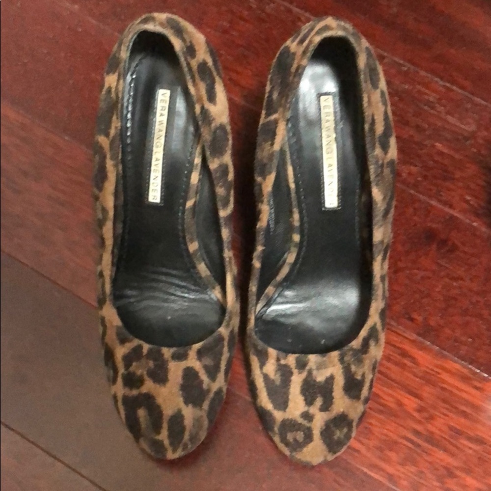 Leopard wedge heels, Vera Wang lavender